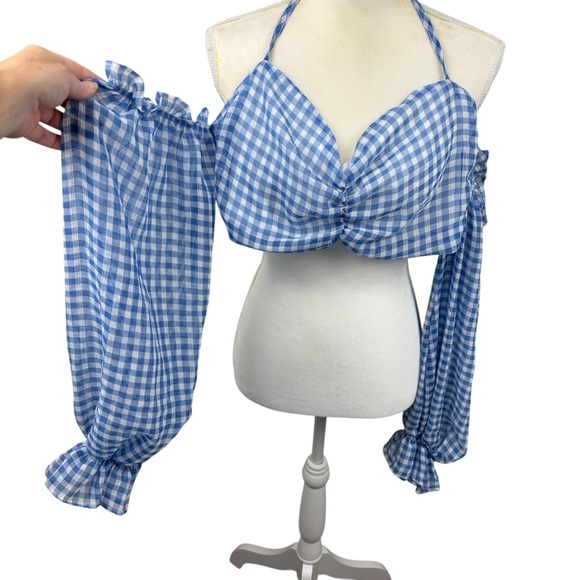 SHEIN Tops - SHEIN Curve  Halter Top with Sleeves, festival, summer, outdoors, beach, party